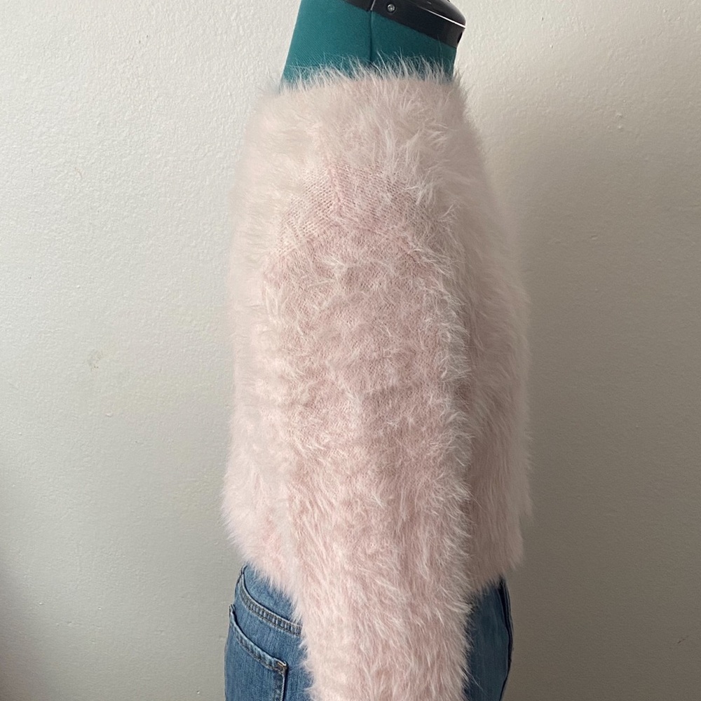 Kendall & Kylie Ultra Soft and Cozy High Crewneck Pale Pink Eyelash Sweater - Picture 5 of 10